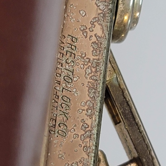 Leather suitcase briefcase VINTAGE handles Brown/tan stiitching 1940s - Picture 7 of 16